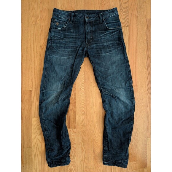 G-Star RAW Arc Zip 3D Slim Jeans Mens 30x32 Dark Denim Tapered Button Fly Pants - Picture 1 of 16